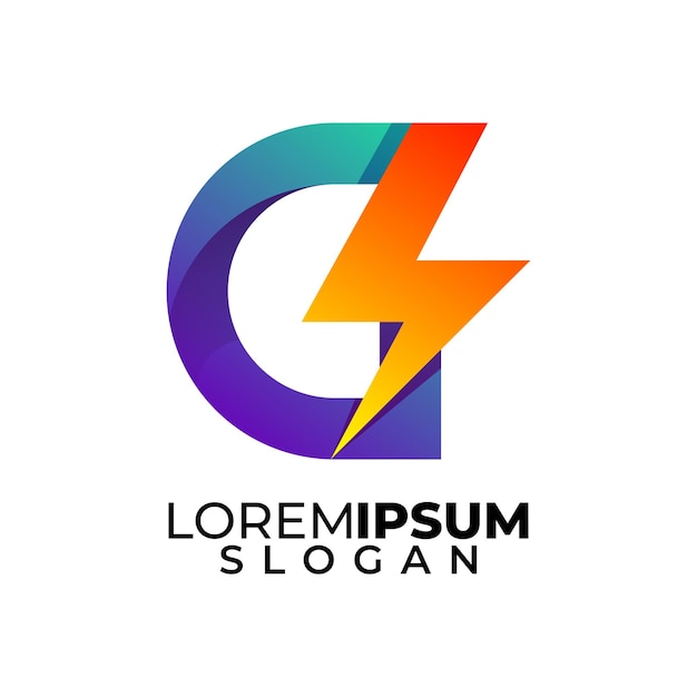 Buchstabe G und Donner modernes buntes Logo
