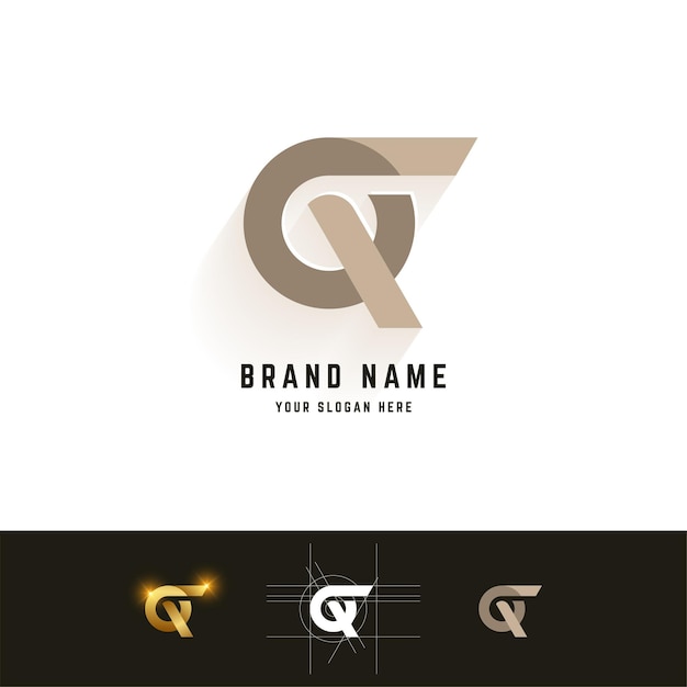Buchstabe GQ oder GR-Monogramm-Logo mit Gittermethode-Design