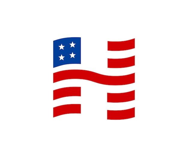 Vektor buchstabe h amerikanische flagge logo-design