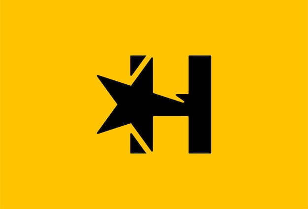 Buchstabe h-logo-design, buchstabe h mit sternkombination flaches design-logo-vorlagenelement