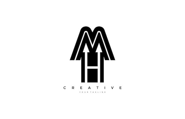 Buchstabe H nach oben Buchstabe M Logo Vektor