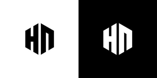 Buchstabe ha-polygon sechseckiges minimalistisches und professionelles logo-design auf schwarz-weißem hintergrund