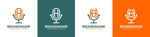 Buchstabe HO oder OH Podcast-Logo, geeignet für jedes Geschäft im Zusammenhang mit Mikrofonen mit HO- oder OH-Initialen