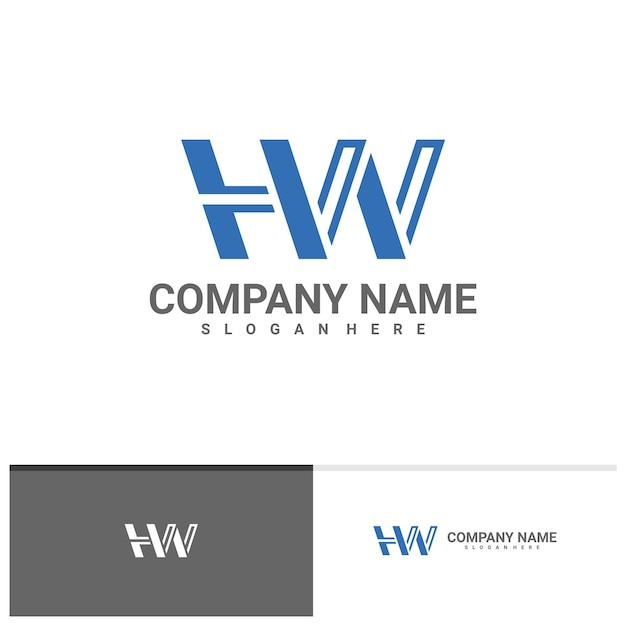 Buchstabe hw-logo-vektorvorlage kreative hw-logo-designkonzepte
