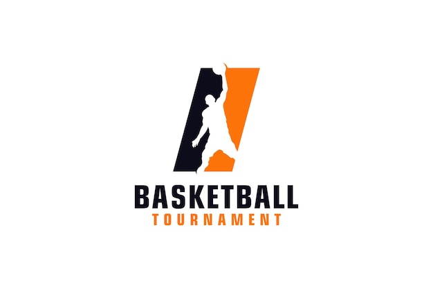 Buchstabe I mit Basketball-Logo-Design Vektor-Design-Vorlagenelemente für Sportteams