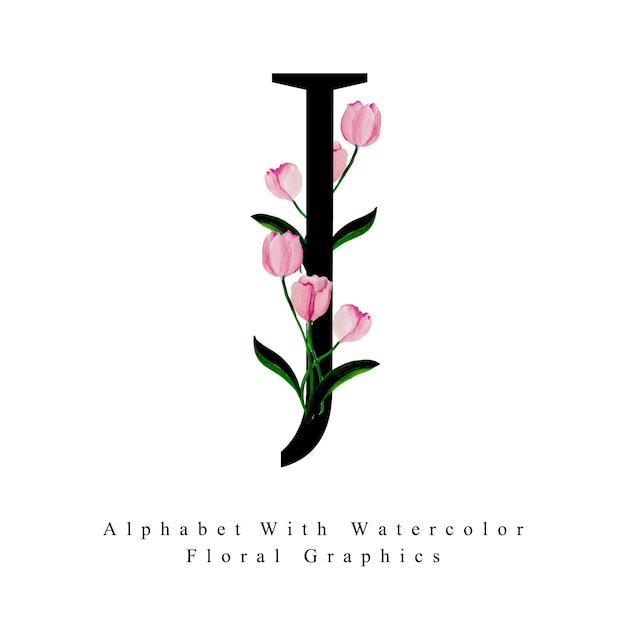 Vektor buchstabe j aquarell blumen hintergrund