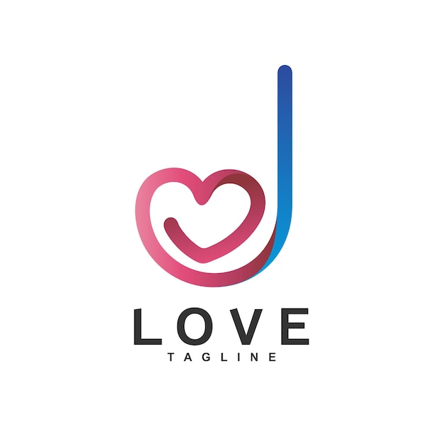 Buchstabe j liebe logo-design