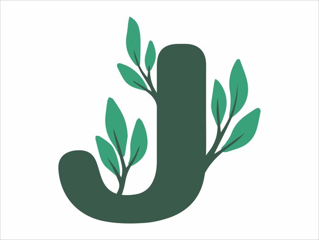 Buchstabe J mit botanischem Blattbild