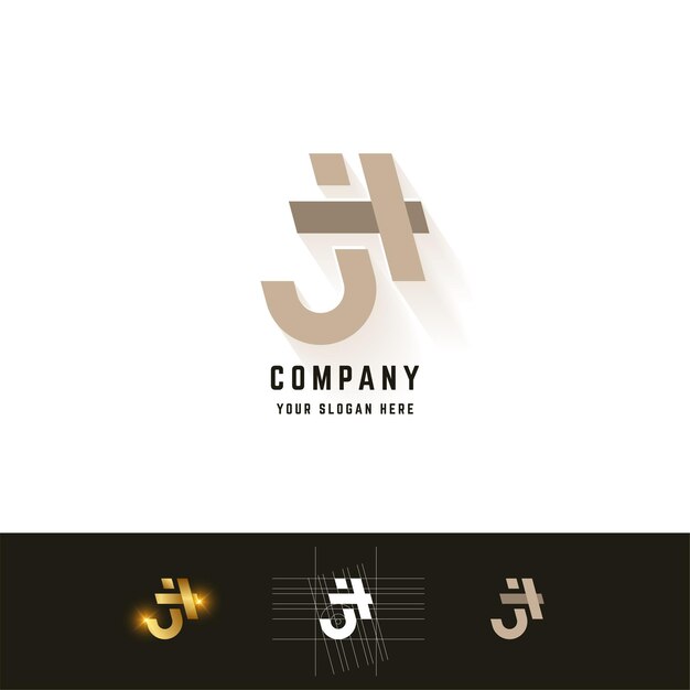 Buchstabe JH oder iH-Monogramm-Logo mit Rastermethode-Design