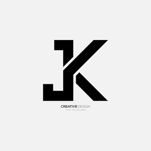 Buchstabe jk oder kj moderne einzigartige form elegantes monogramm-logo-design