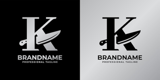 Buchstabe k-messer-logo, geeignet für jedes unternehmen im zusammenhang mit messern mit der initiale k