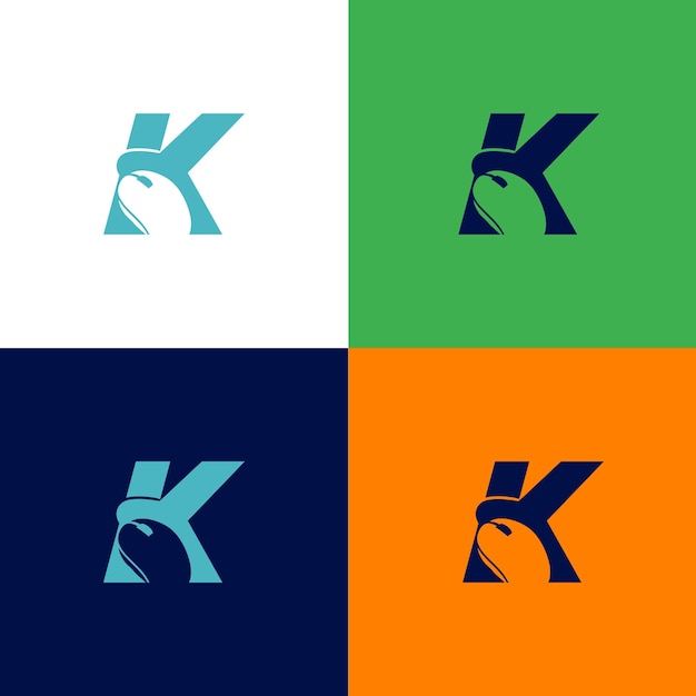 Buchstabe k mit Maus-Computer-Vektor-Logo-Design-Inspiration