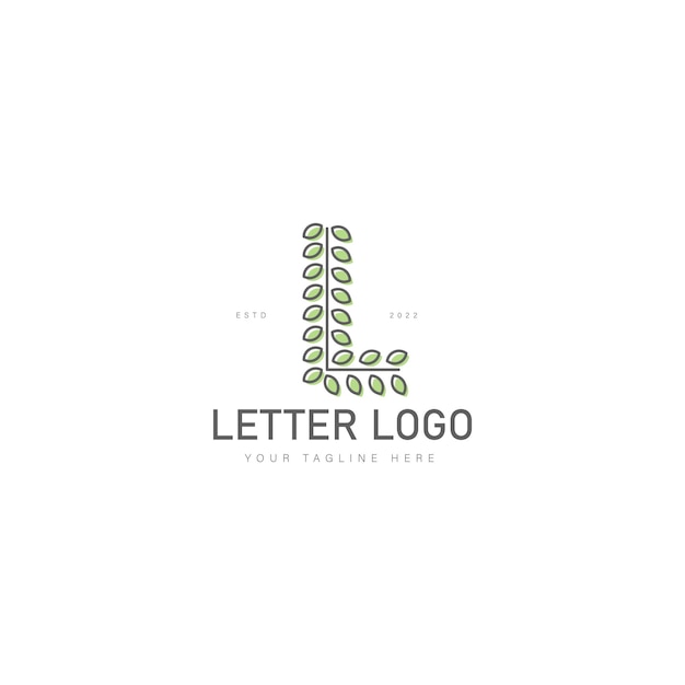 Vektor buchstabe l mit logo-design-symbolillustration der blattlinie