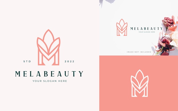 Buchstabe m-logo mit blumen-icon-design