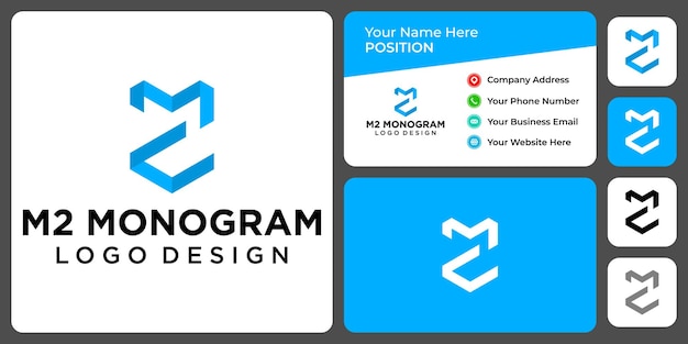 Buchstabe m2-monogramm-technologie-logo-design mit visitenkartenvorlage.