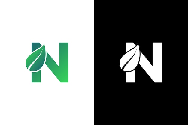 Buchstabe N Blatt Logo Icon Design Vorlage Vektor Symbol Alphabet botanisches natürliches N-Brief-Logo