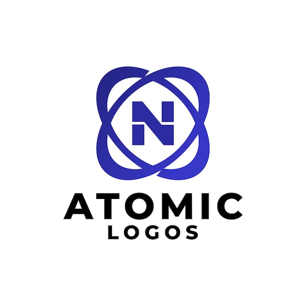 Buchstabe N mit einer Umlaufbahn oder Atomform, gut für jedes Geschäft im Zusammenhang mit Wissenschaft und Technologie