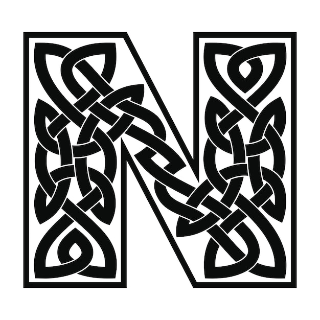 Vektor buchstabe n mit keltischem ornament