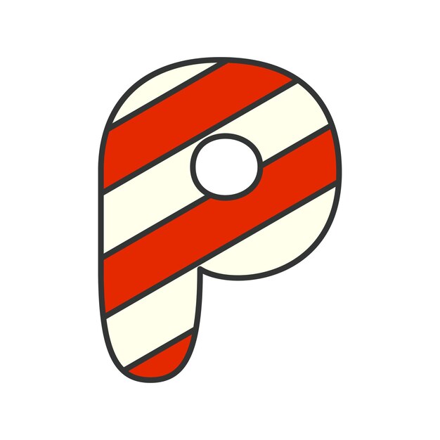 Buchstabe p candy cane-vektorillustration