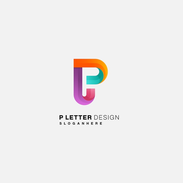 Buchstabe p design bunte logo-kunst-gradientenvorlage