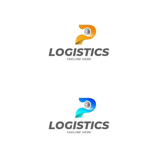 Buchstabe p Designvorlage für das Logo des Logistikunternehmens
