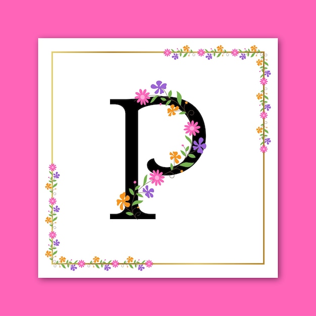 Buchstabe p florales dekoratives logo-design