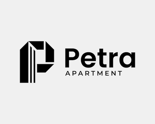 Vektor buchstabe p initialen monogramm apartment gebäude architektur bau einfaches vektor-logo-design