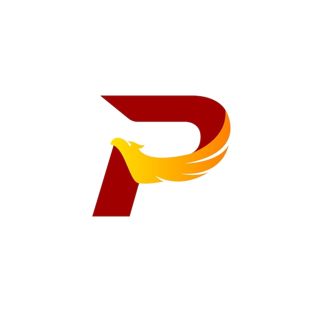 Buchstabe p und adlerkopf-logo