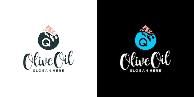 Buchstabe q olivenöl-logo-design