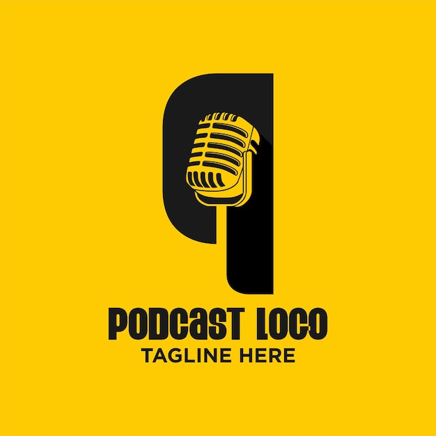 Buchstabe q podcast-logo-design-vorlage inspiration, vektorillustration.