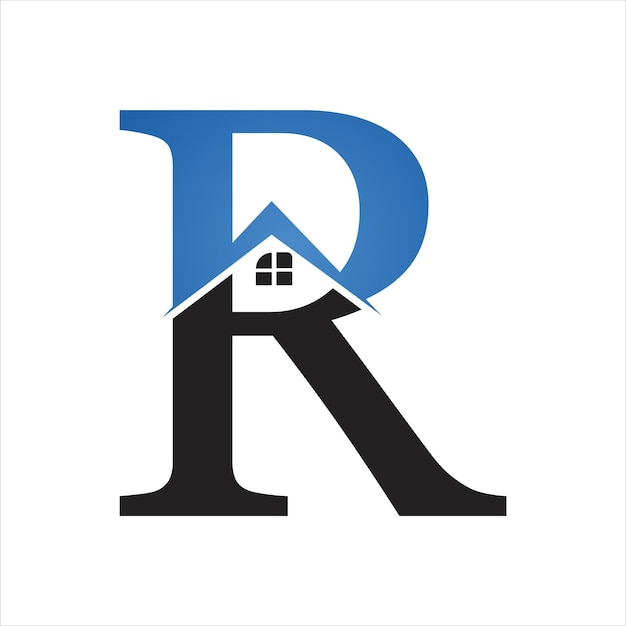 Buchstabe r-logo mit dachdesign-kombinationssymbol