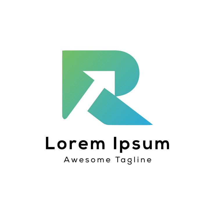 Buchstabe r mit pfeilförmigem Logo