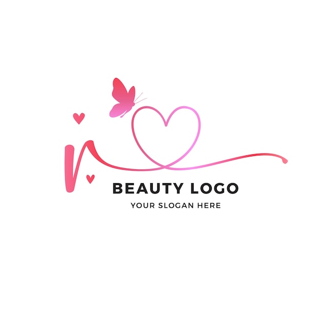 Buchstabe R Schmetterling rosa Logo