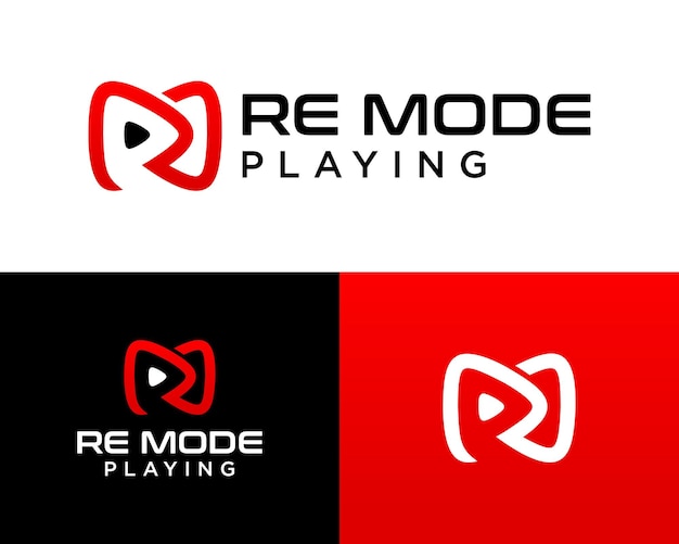 Buchstabe rm-monogramm-streaming-video-taste zum abspielen des logo-designs