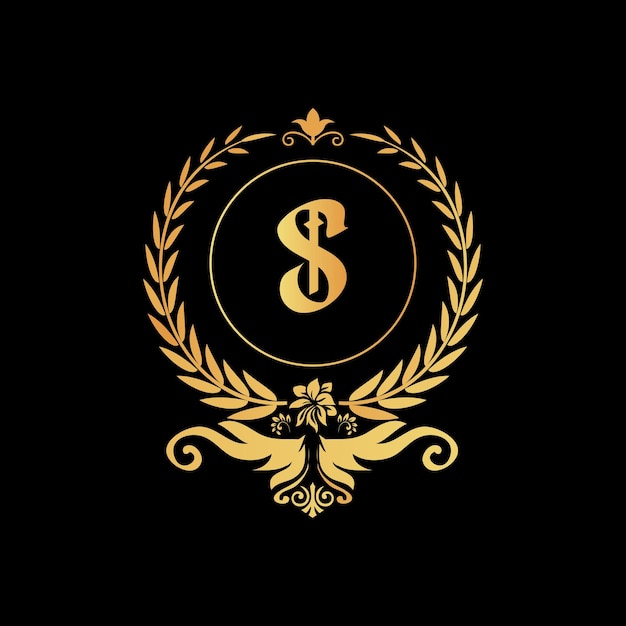 Buchstabe s ornamental luxuriöse goldene logo-design-vektorillustration