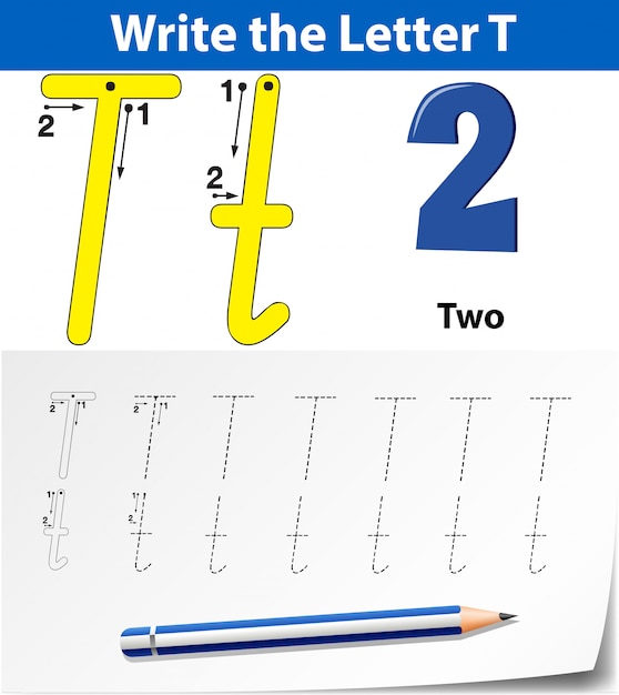 Buchstabe t, der alphabet-arbeitsblätter verfolgt