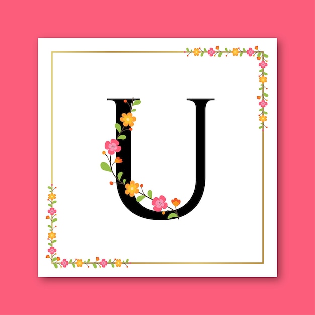 Buchstabe u floral dekoratives weibliches logo