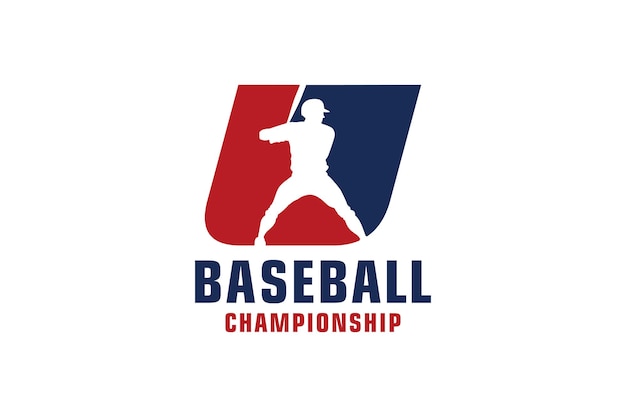 Buchstabe U mit Baseball-Logo-Design Vektor-Design-Vorlagenelemente für Sportteams