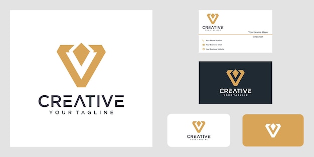 Buchstabe v logo design premium-vektor