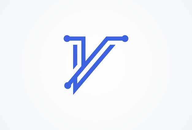 Vektor buchstabe v technologie logo buchstabe v mit tech-stil logo design inspiration flachvektor logo design