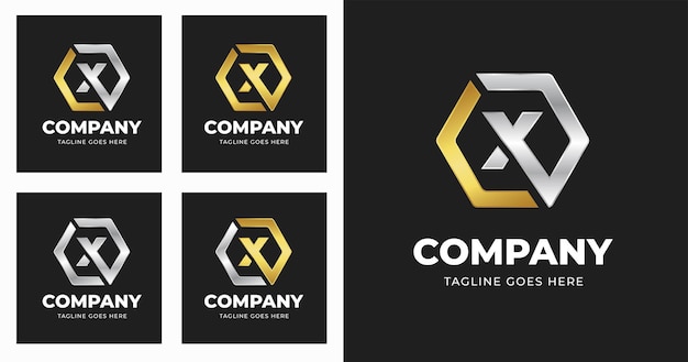 Buchstabe x-logo-design-vorlage mit geometrischem formstil