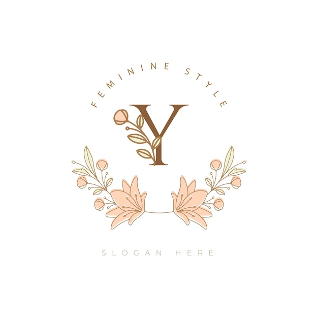 Vektor buchstabe y blume moderne minimalistische blumenschrift botanische schönheit logo design vektor illustration