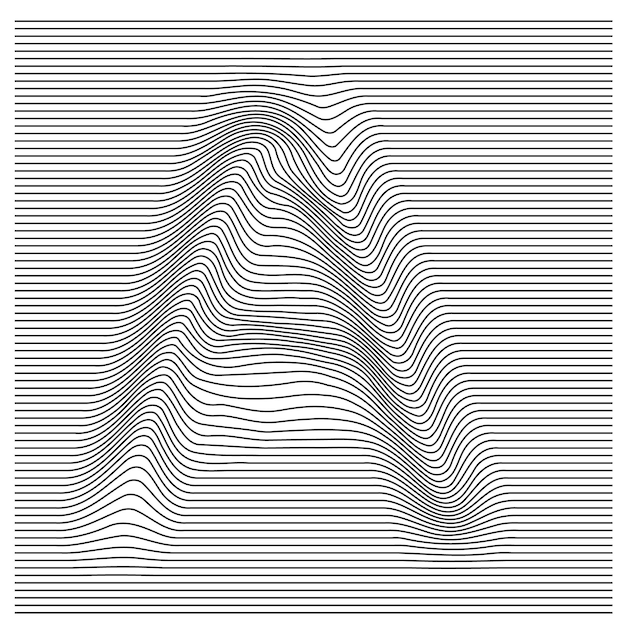 Buchstaben-Alphabet-Illusion mit Linienwellen