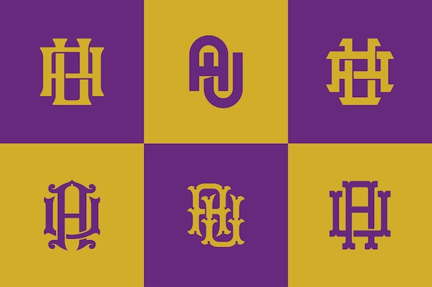 Buchstaben au oder ua monogramm vorlage logo initiale für kleidung, bekleidung, marke