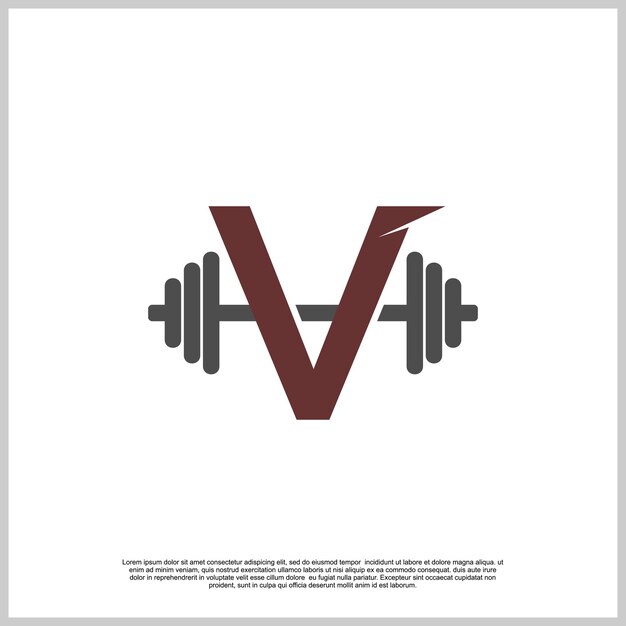 Buchstaben-fitnessstudio mit barben-logo-design-vorlage, einzigartiges konzept premium-vektor