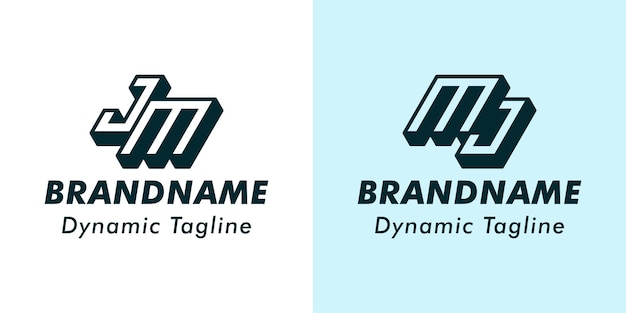 Buchstaben JM und MJ 3D-Monogramm-Logo geeignet für Geschäfte mit den Initialen JM oder MJ