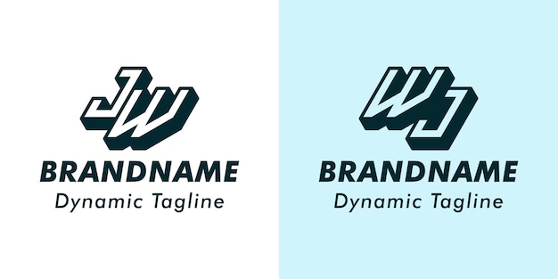Buchstaben JW und WJ 3D-Monogram-Logo geeignet für Geschäfte mit den Initialen JW oder WJ