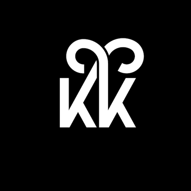 Buchstaben-Logo-Design auf schwarzem Hintergrund KK Kreative Initialen Buchstaben-logo-Konzept KK Buchstaben-Design KK Weißbuchstaben-Design auf schwarzem Hintergrund K K k k Logo