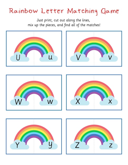 Buchstaben-matching-spiel groß- und kleinbuchstaben-arbeitsblatt-alphabet-aktivität für vorschule und kinder