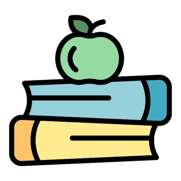 Buchstapel-Icon-Umrissvektor Online-Klasse Prüfung Lernfarbe flach